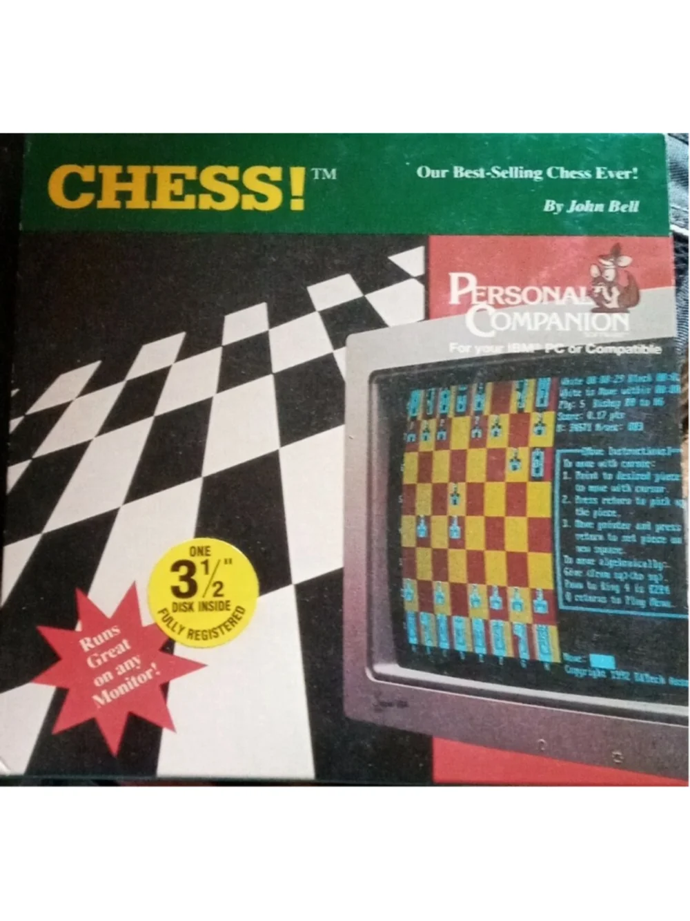 Vintage CHESS! computer game 1992 MS-DOS IBM 3.5